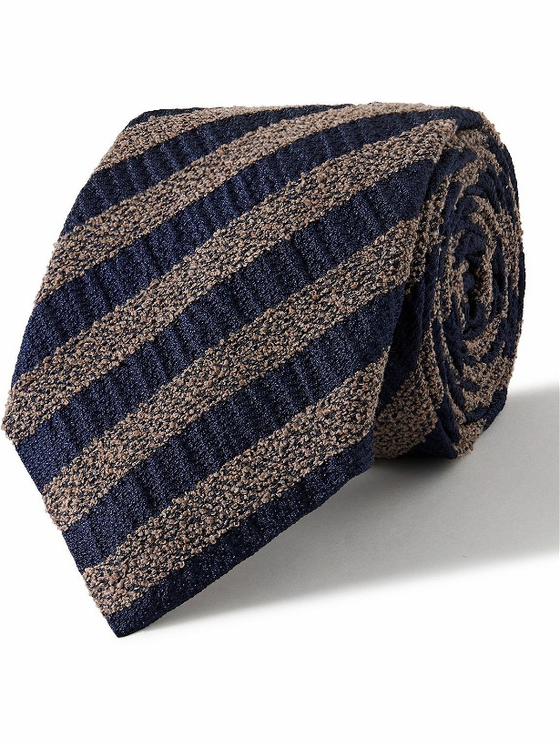 Photo: Canali - 8cm Striped Silk-Blend Bouclé Tie