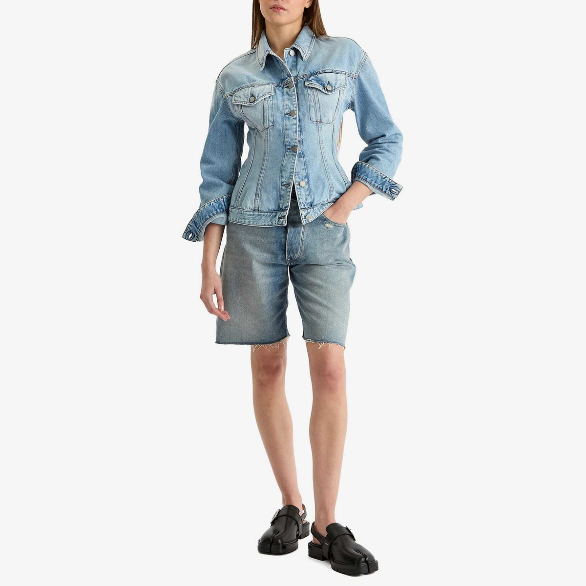 Maison Margiela Women's Denim Shorts in Light Blue