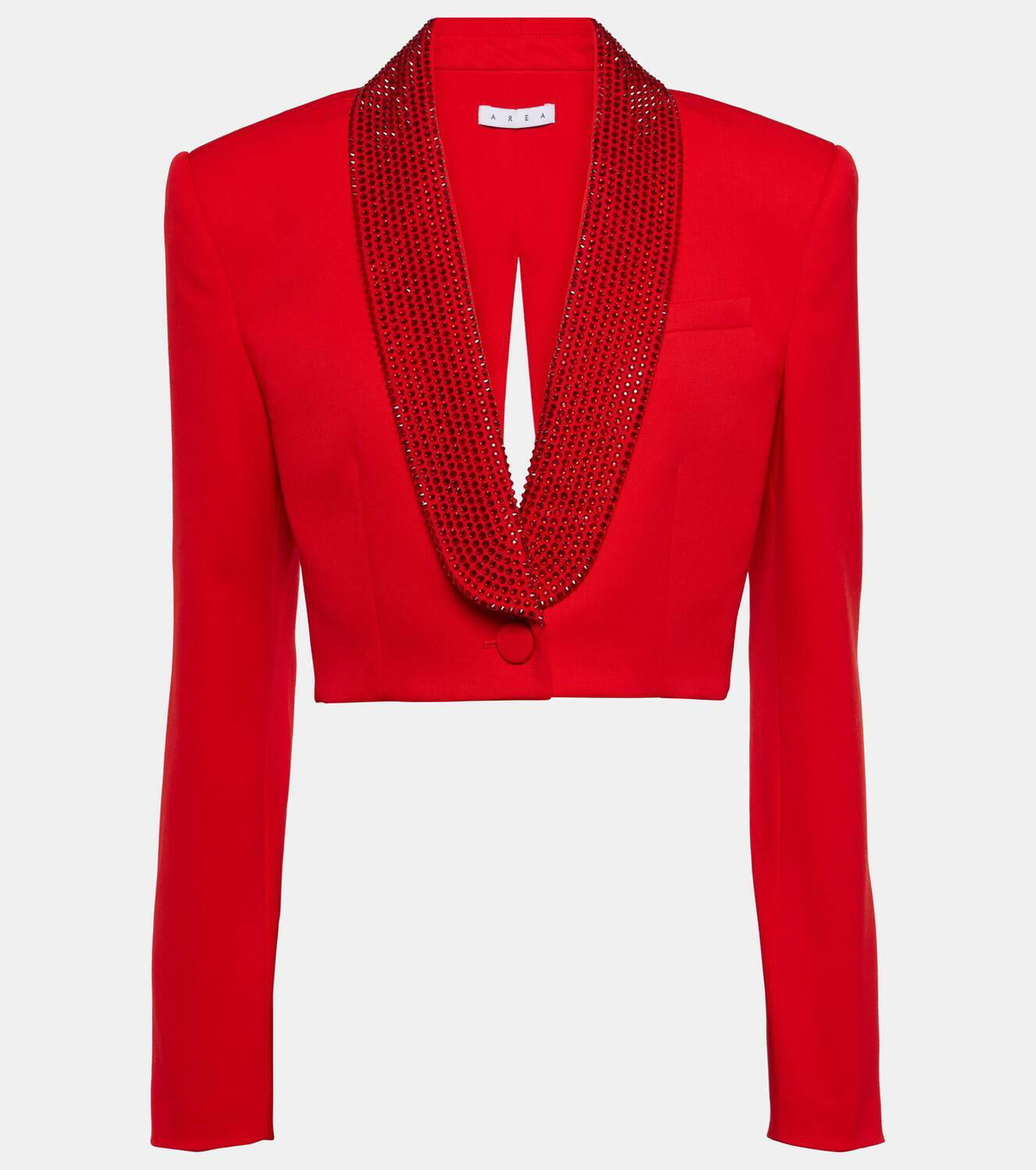 Area Crystal-embellished cropped wool blazer