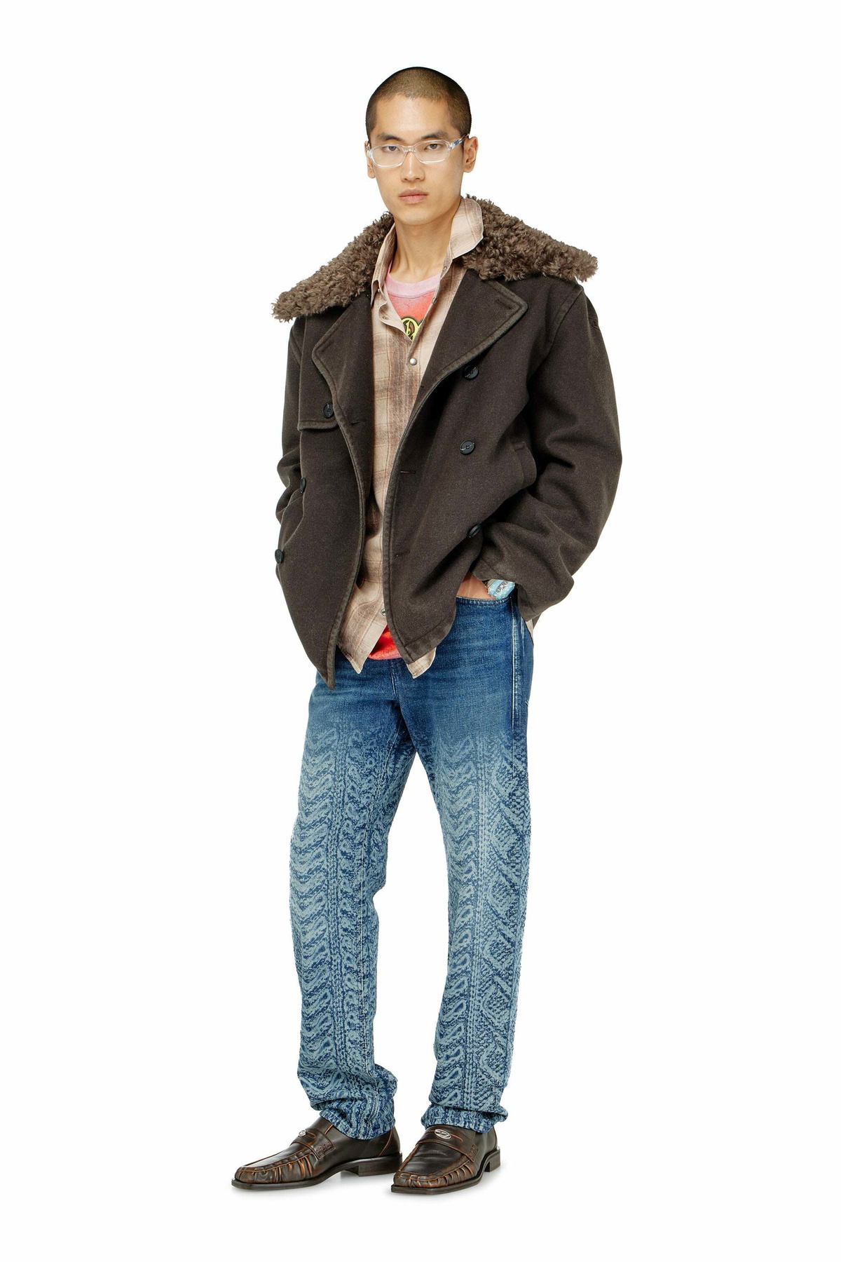 Diesel Regular Jeans Regular Waist 2024 D-Macs, Dark blue, Button fly