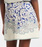 Alémais Printed linen and cotton miniskirt