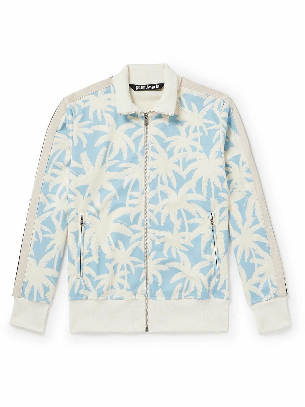Photo: Palm Angels - Printed Striped Jersey Track Jacket - Blue
