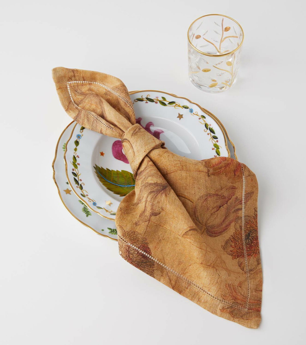 The House of Lyria Otus set of 2 printed linen napkins