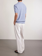 Dolce&Gabbana - Logo-Embroidered Linen-Blend Polo Shirt - Blue