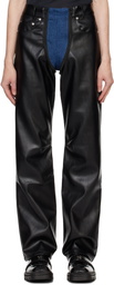 GmbH Black & Blue Lata Faux-Leather Denim Jeans