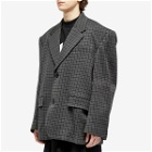Balenciaga Men's Houndstooth Oversized Tailored Jacket in Grey