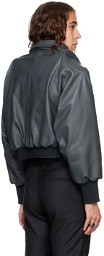 AARON ESH SSENSE Exclusive Navy Leather Bomber Jacket