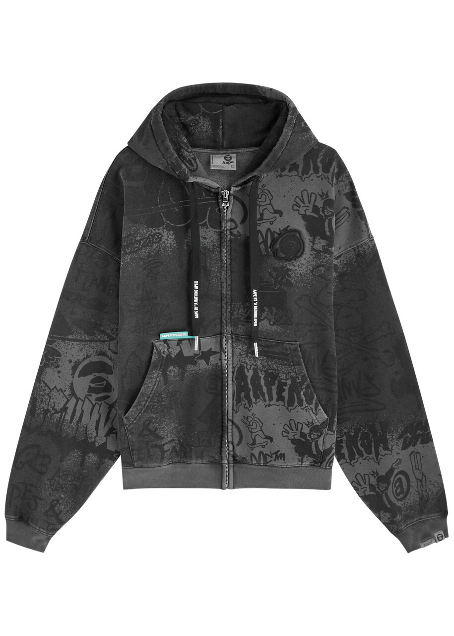 Aape Graffiti Hooded Cotton-blend Sweatshirt Black