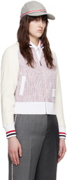 Thom Browne White Shawl Collar Cardigan