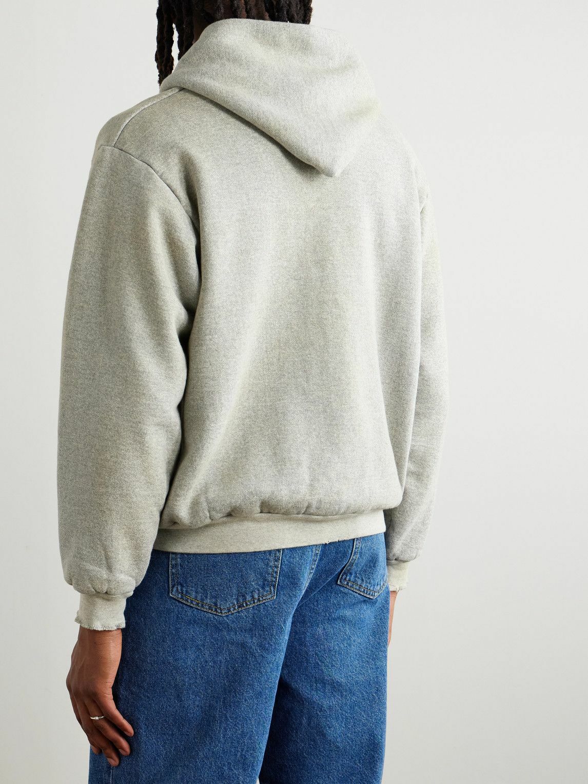 A.PRESSE - Cotton-Fleece Zip-Up Hoodie - Gray