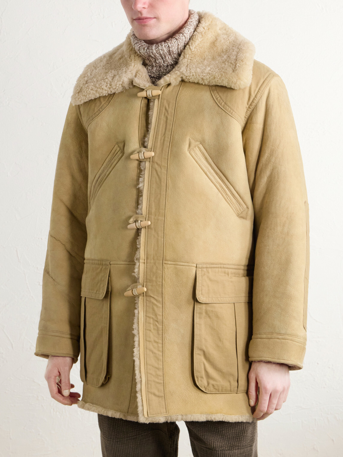 RRL - Canvas-Trimmed Shearling Jacket - Neutrals