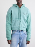 Acne Studios - Feida Cropped Logo-Print Cotton-Jersey Zip-Up Hoodie - Green