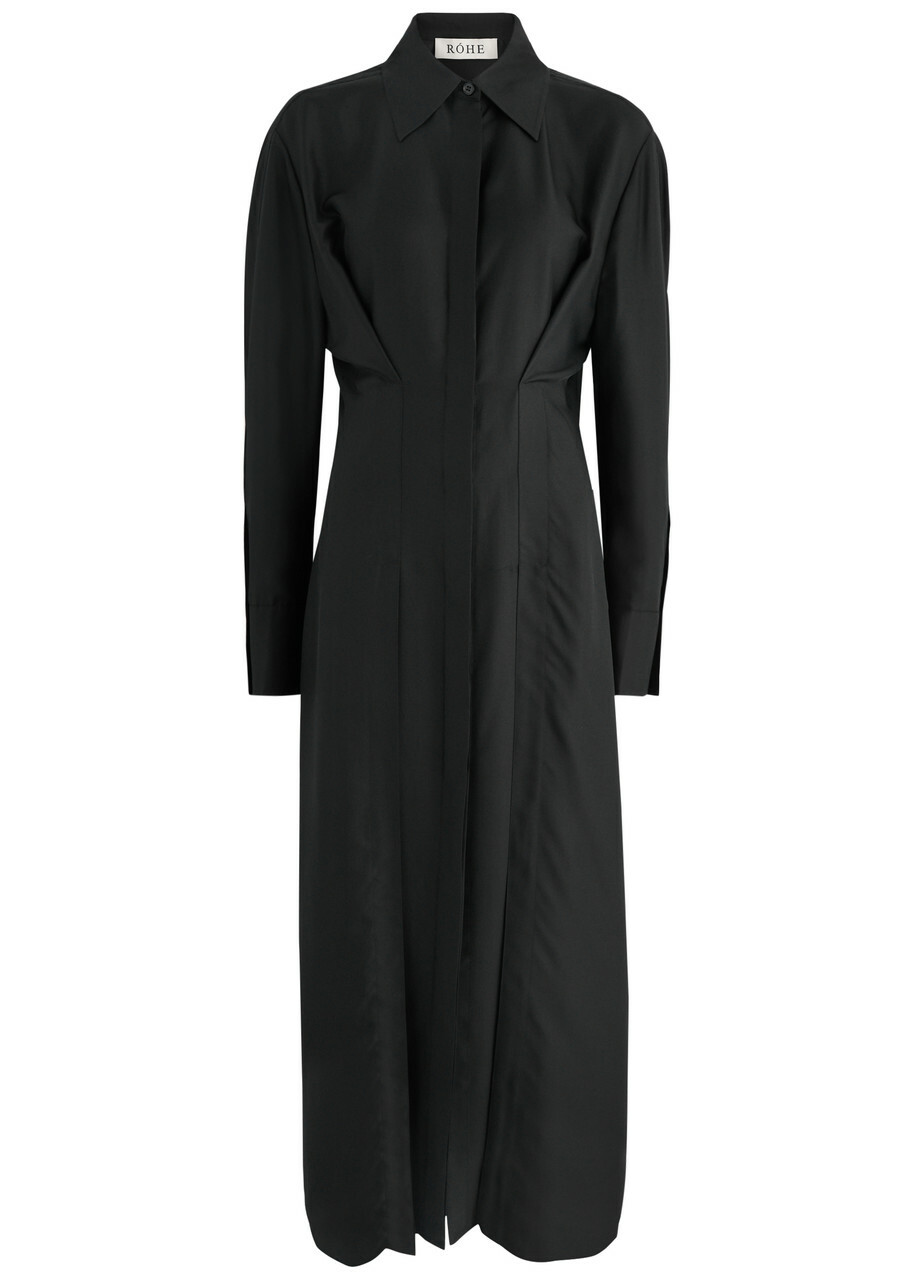black satin shirt dress The Frankie Shop Satin Shirt Dress main image 1