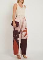 Victoria Beckham Cecilia Printed Satin Trousers Pink
