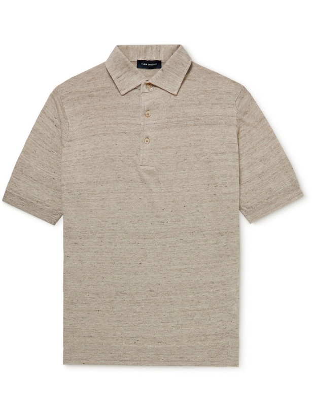 Photo: THOM SWEENEY - Slim-Fit Mélange Linen and Cotton-Blend Polo Shirt - Neutrals