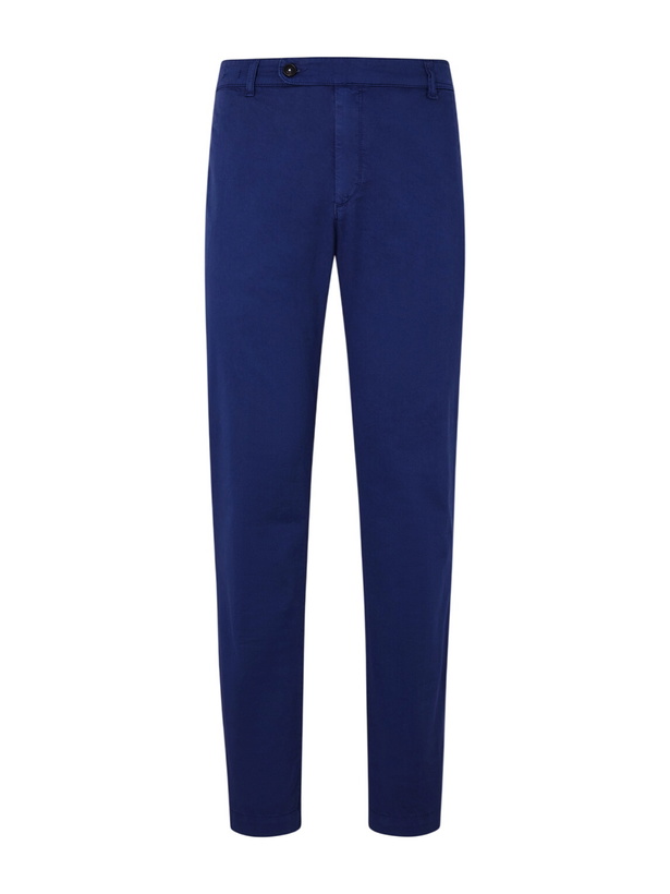 Photo: Massimo Alba - Straight-Leg Cotton-Blend Trousers - Blue