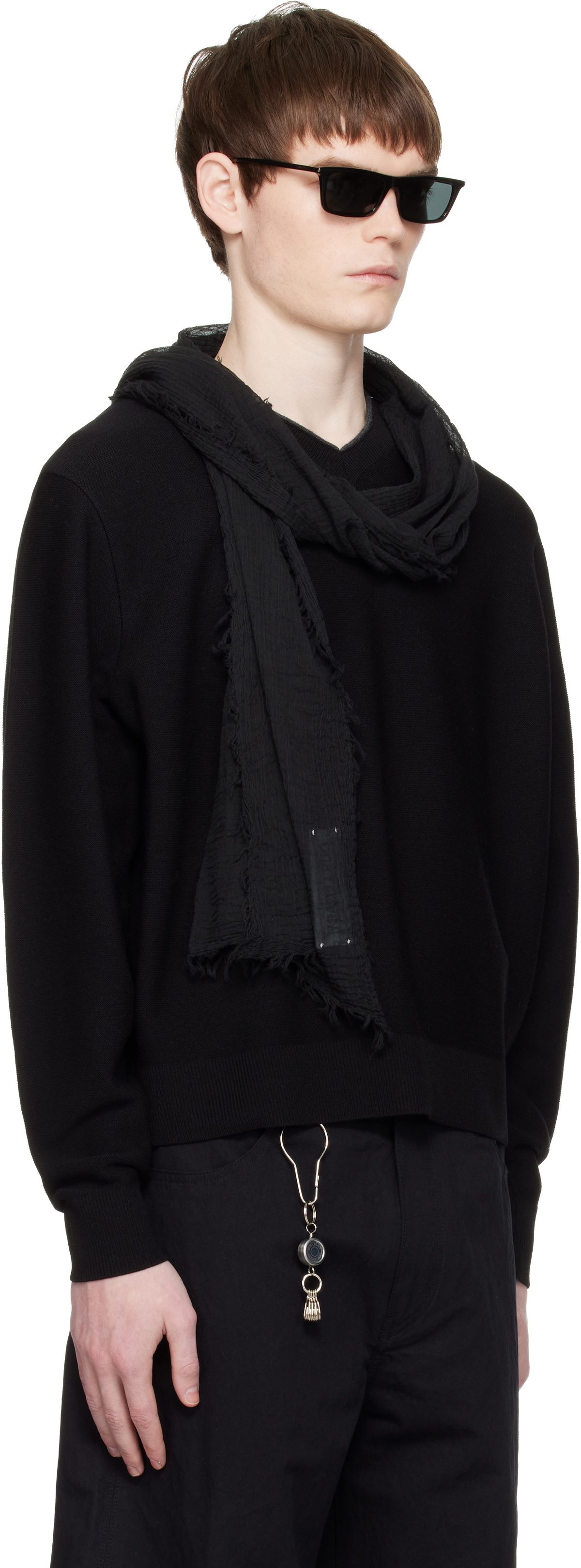 COOR Black V-Neck Merino Wool Layered Sweater