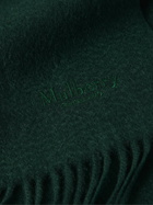 MULBERRY - Logo-Embroidered Fringed Cashmere Scarf - Green