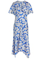 Stella Mccartney Daisy Floral-print Silk Midi Dress Blue