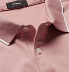 Theory - Contrast-Tipped Pima Cotton-Blend Piqué Polo Shirt - Antique rose