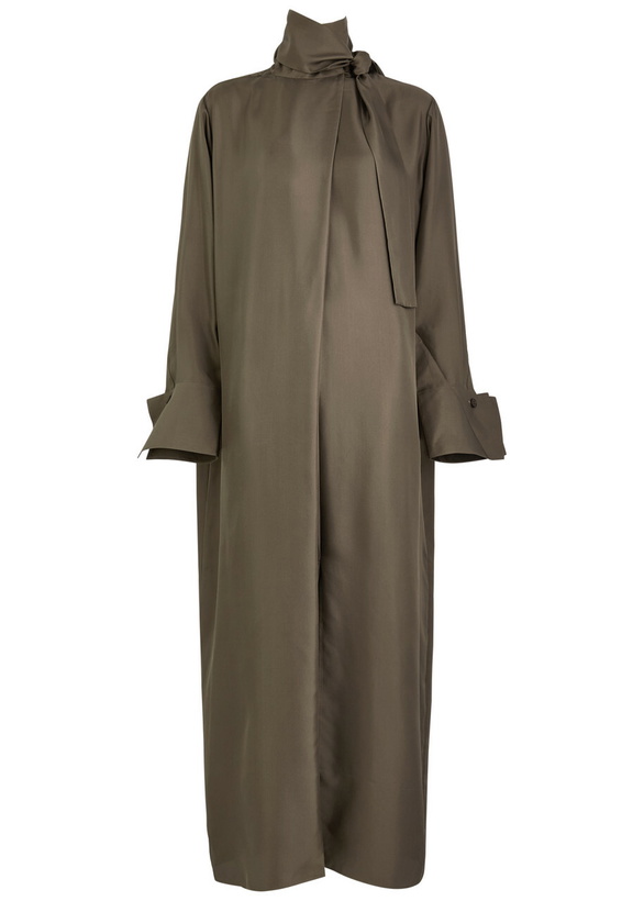 Photo: Rohe Scarf-effect Silk-satin Maxi Dress Brown