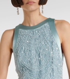 Costarellos Lenia beaded lace gown