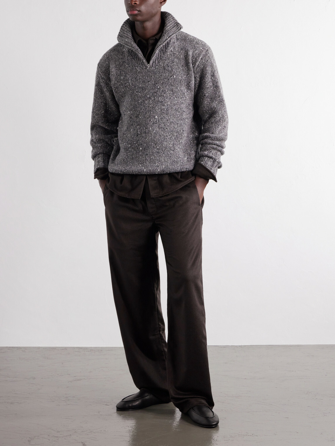 Auralee - Wool Half-Zip Sweater - Gray