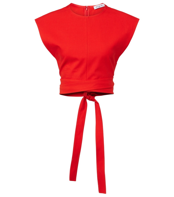 Photo: Alaïa Belted cotton gabardine crop top