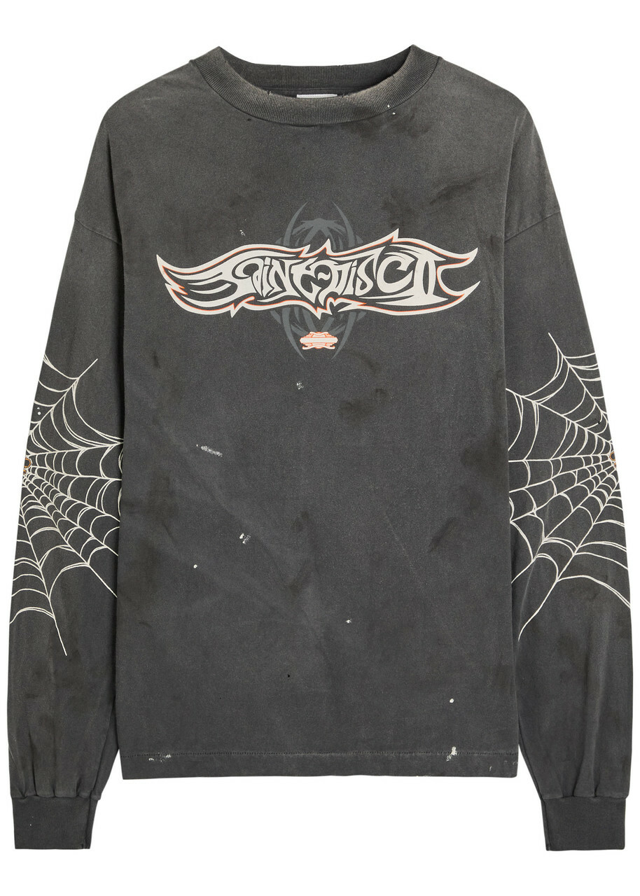 Saint Mxxxxxx Insanity Printed Cotton top Black