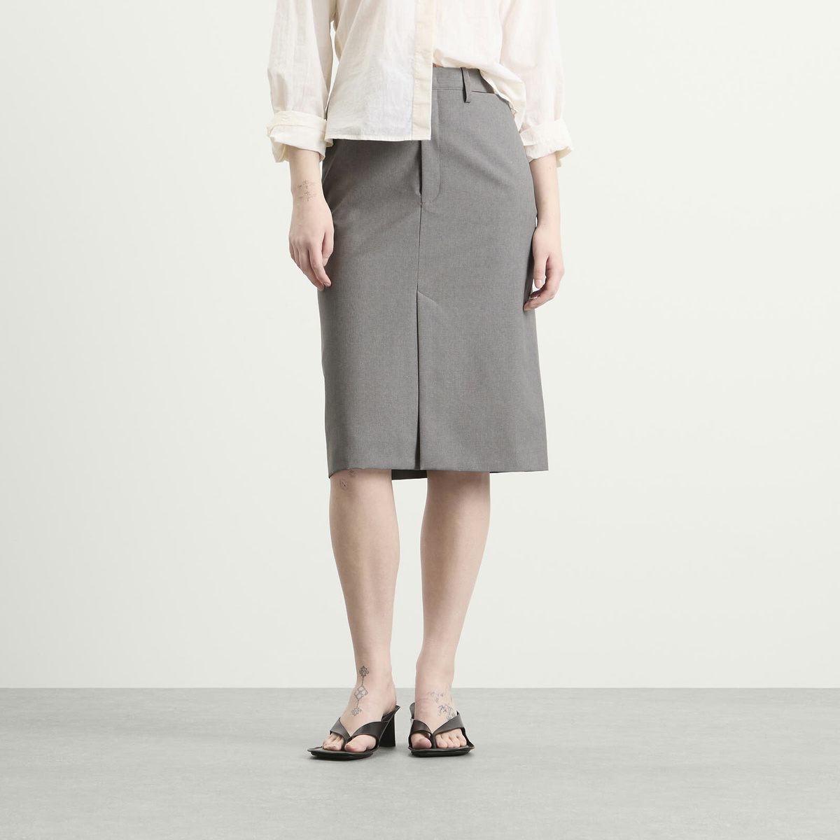 Jil Sander Women's High Waist Skirt with Slashed Side Waistband in Shadow