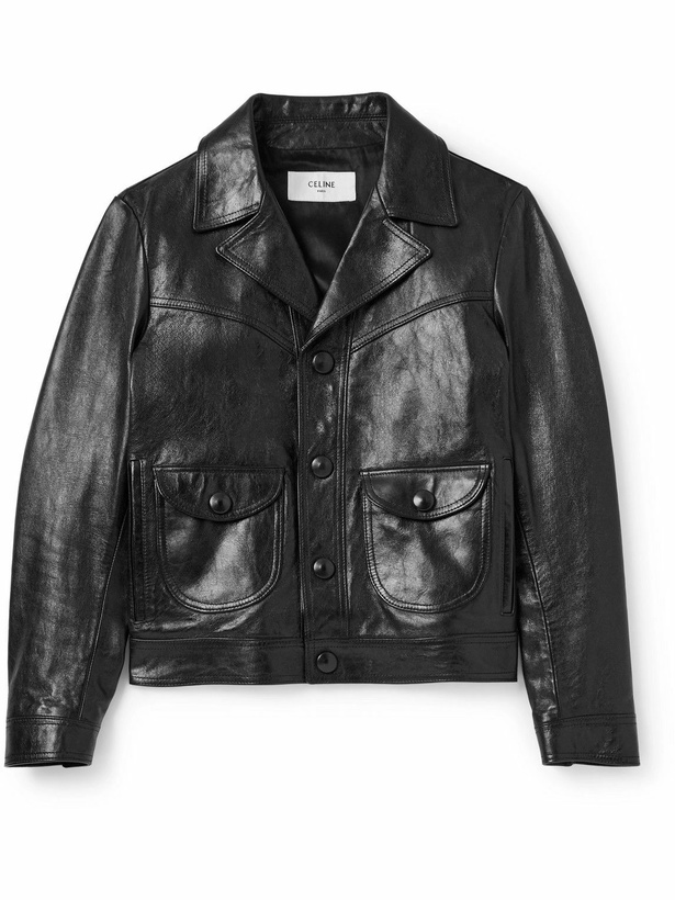 Photo: CELINE - Droit Waxed Textured-Leather Jacket - Black