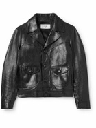 CELINE - Droit Waxed Textured-Leather Jacket - Black