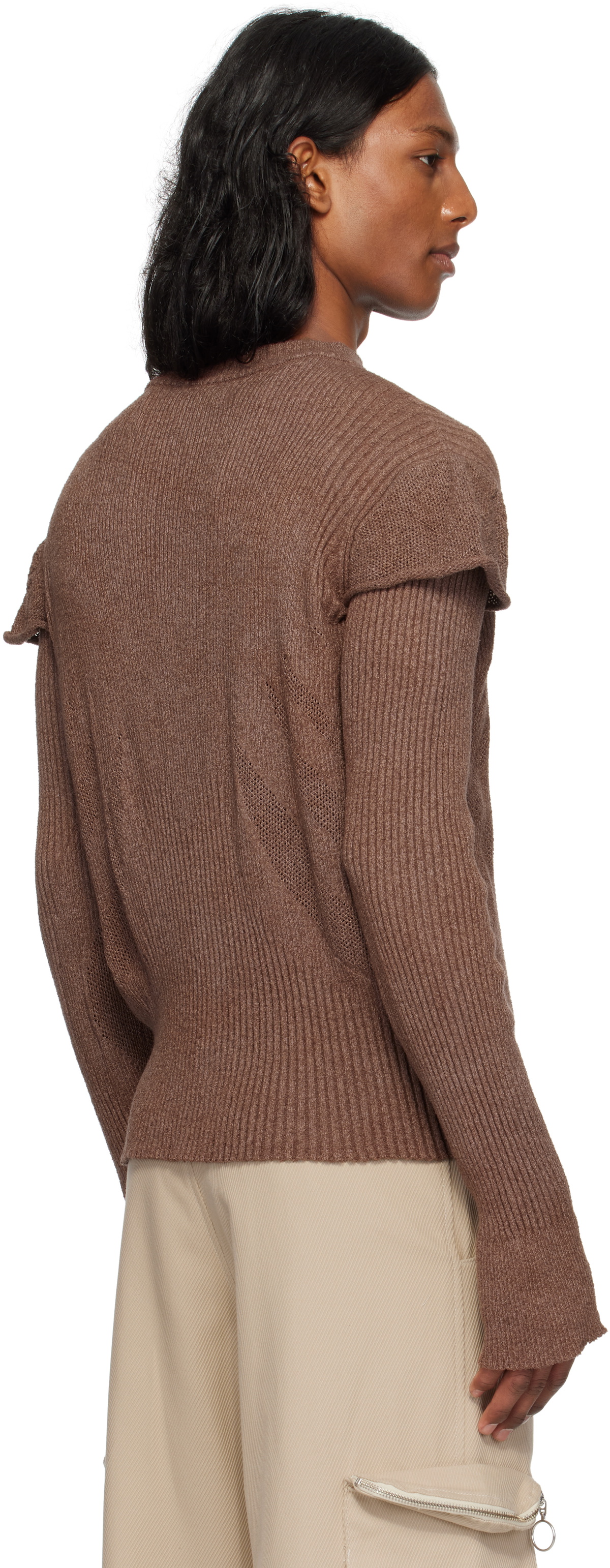 Charlie Constantinou Brown Light Knit Long Sleeve Sweater