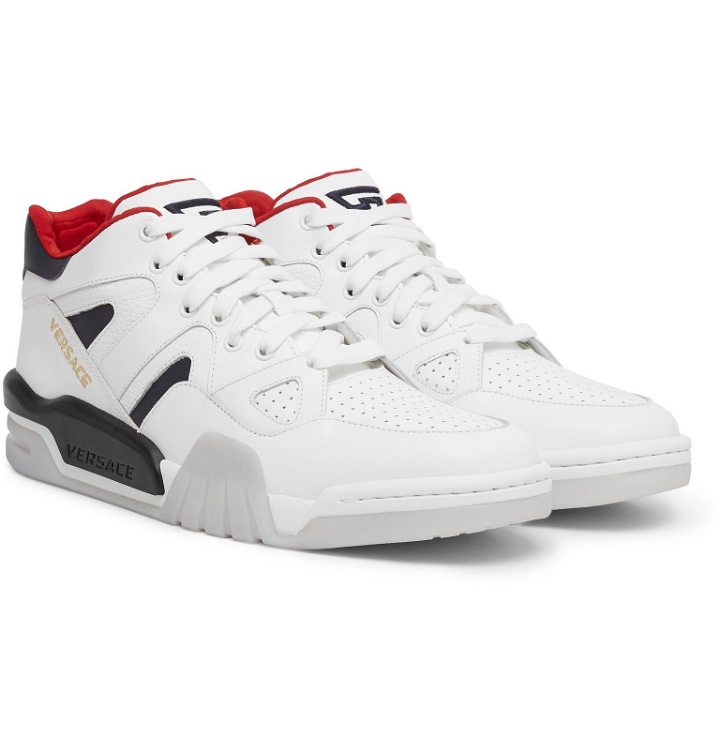 Photo: Versace - Panelled Leather Sneakers - White