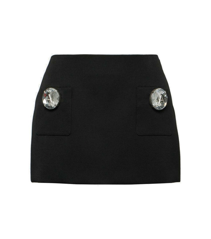 Photo: Area Jumbo crystal-embellished wool miniskirt