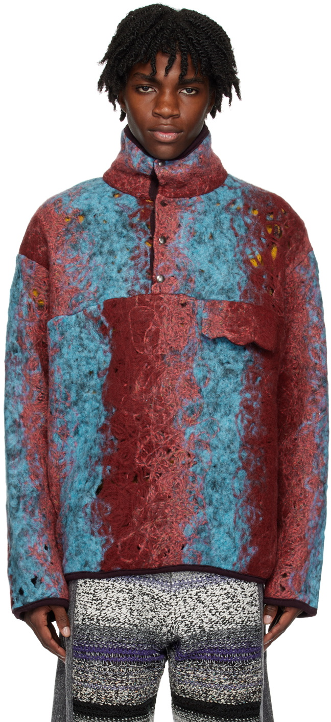VITELLI Red & Blue Striped Turtleneck
