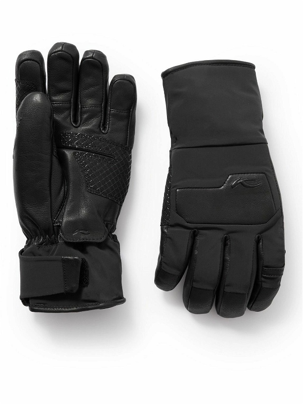 Photo: Kjus - Logo-Embossed Leather and Shell Ski Gloves - Black