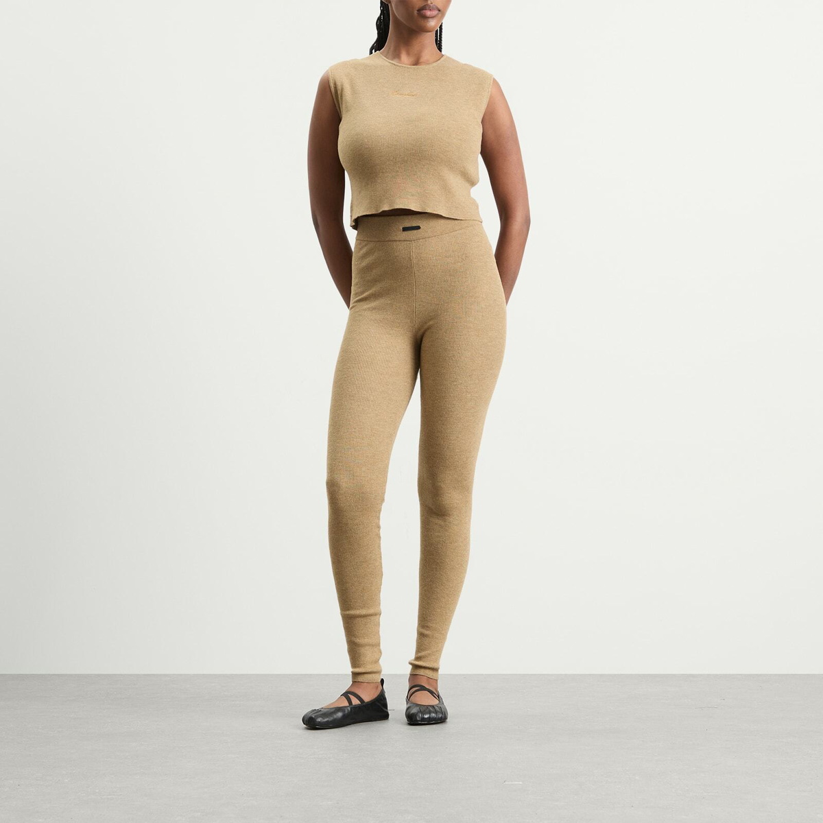 Fear of God ESSENTIALS Women's Rib Knit Leggings in Dune