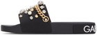 Dolce & Gabbana Black Charms Beach Slides