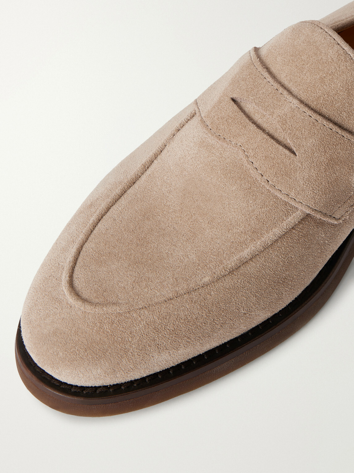 Brunello Cucinelli - Flex Suede Penny Loafers - Neutrals