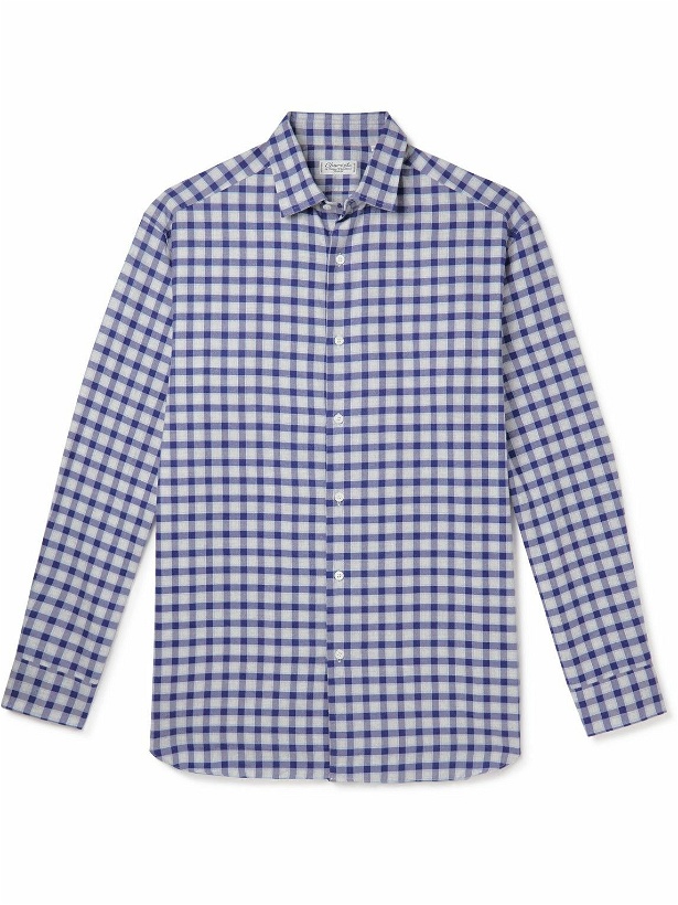 Photo: Charvet - Checked Brushed Cotton-Flannel Shirt - Blue