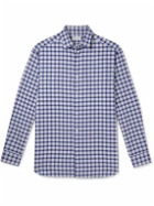 Charvet - Checked Brushed Cotton-Flannel Shirt - Blue