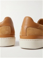 Mulo - Leather-Trimmed Waxed-Suede Slip-On Sneakers - Brown