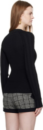 Balmain Black Buttoned V-Neck Light Knit Cardigan