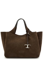 Tods Manici Mini Trac Pelle T Pend Suede top Handle bag - Dark Brown - One Size