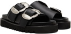 Toga Virilis Black Leather Sandals