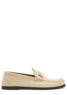 Saint Laurent Logo-plaque Leather Loafers Ivory