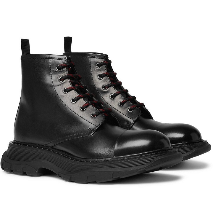 Photo: Alexander McQueen - Exaggerated-Sole Leather Boots - Men - Black