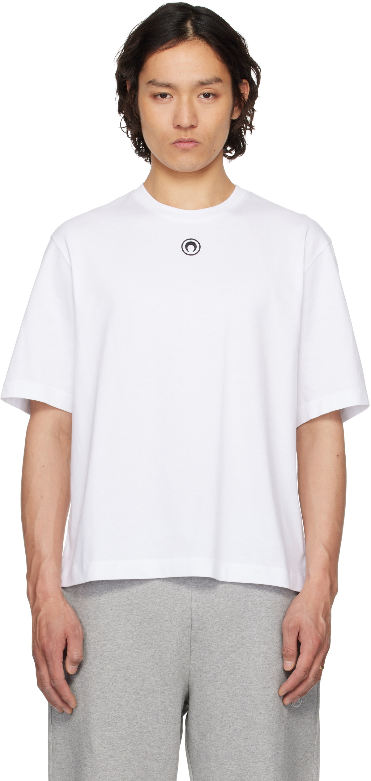 Marine Serre White All Over Moon Long Sleeve T-Shirt Marine