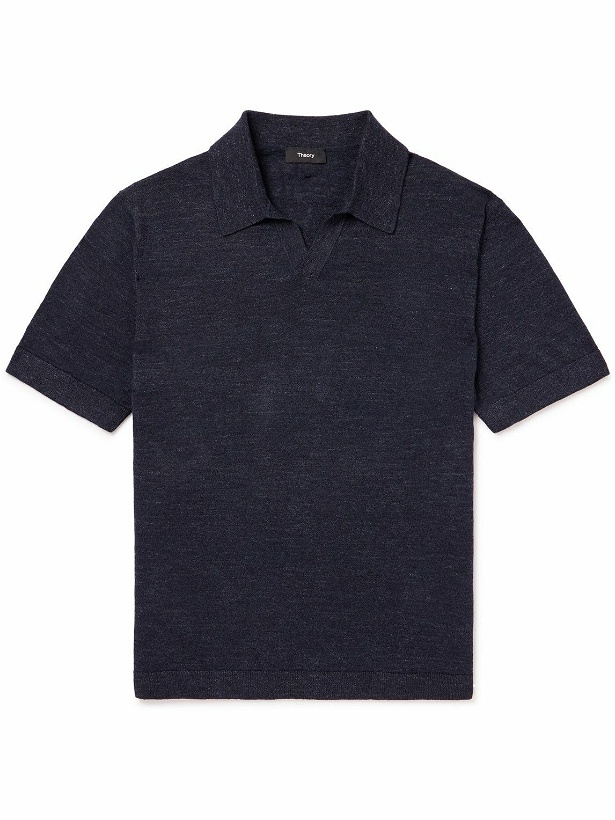 Photo: Theory - Brenan Linen-Blend Jersey Polo Shirt - Blue